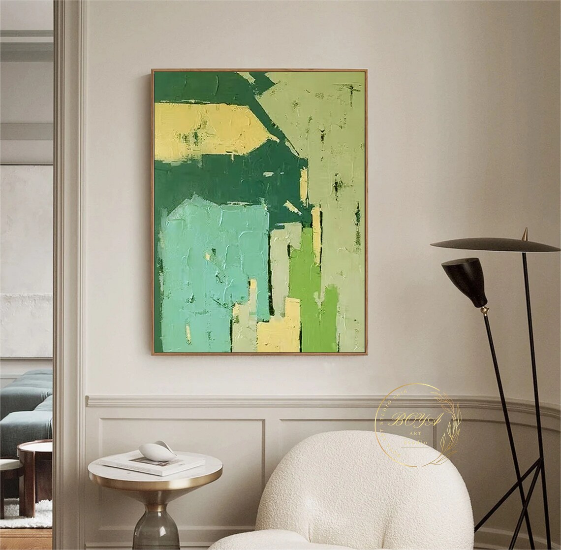 Green Abstract Painting, Textured Wall Art Print - Image 3