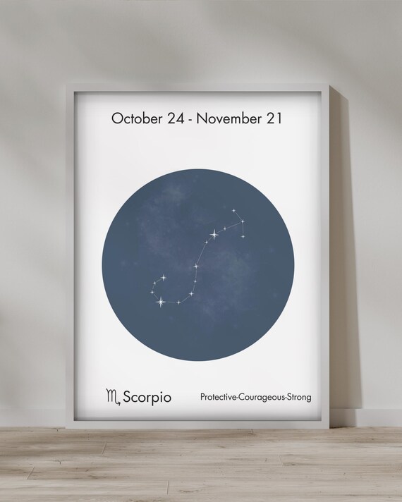 Scorpio Zodiac Print Minimal Instant Poster Home Decor Elegant