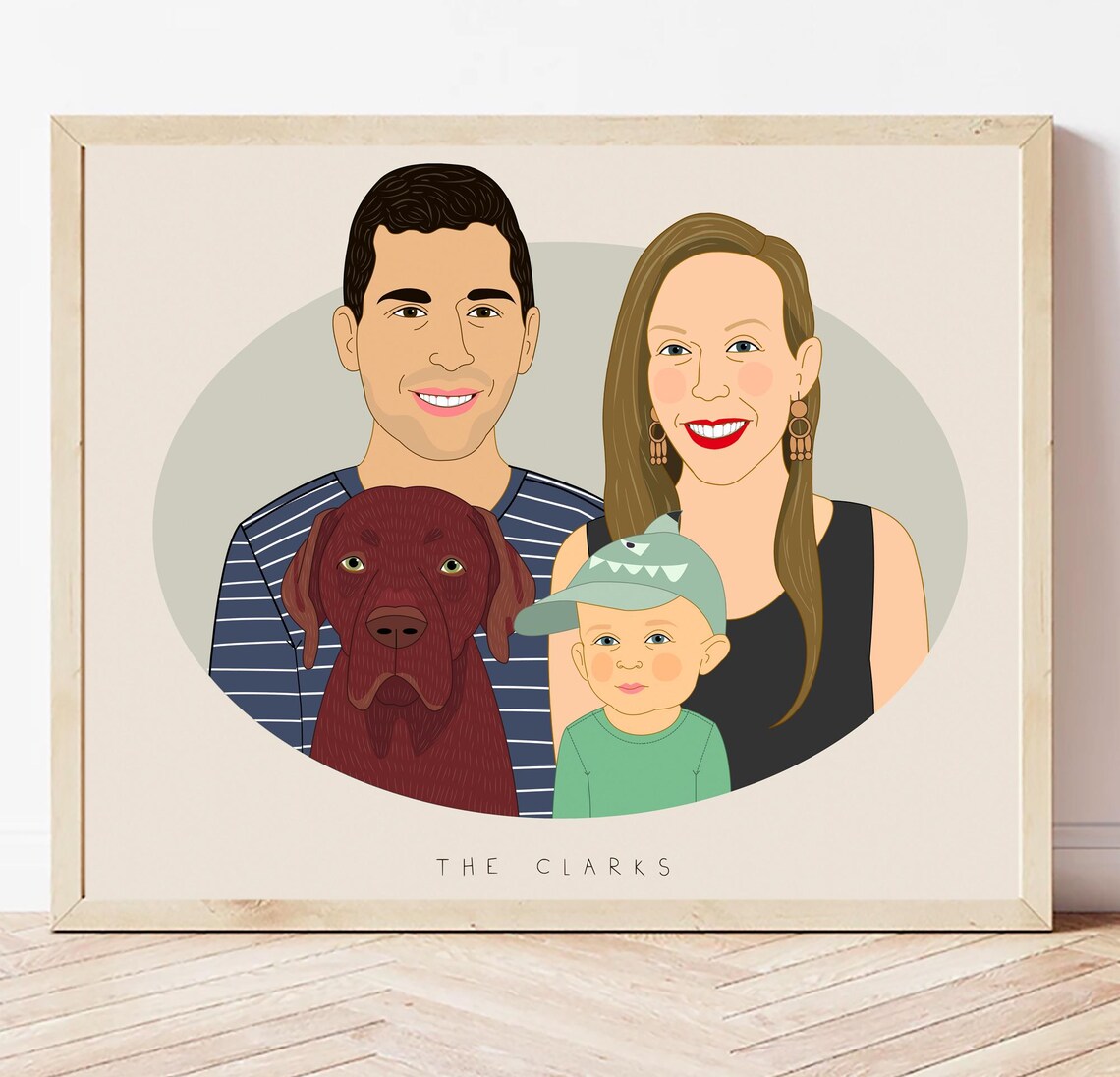 Custom Portrait Gift Certificate Family of Four 8x10 Art Print - Image 5