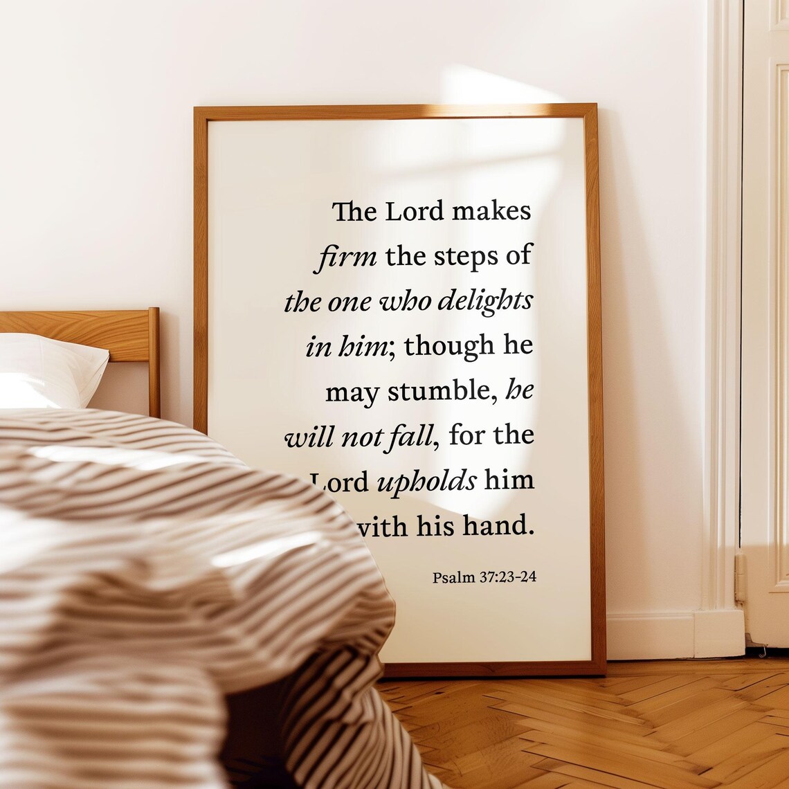 Psalm 37 23 24 The Lord Makes Firm The Steps Elegant Serif Verse Poster - Image 2