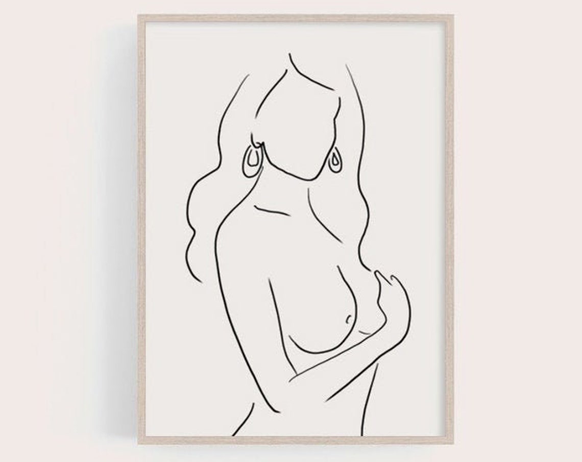 Nude Art Print Woman Nude Wall Art Line Art Print Woman Line Art Art Minimal Art Woman Naked Wall Art Poster - Image 3