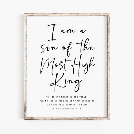 Son of the Most High King Minimalist Black Script Bible Poster