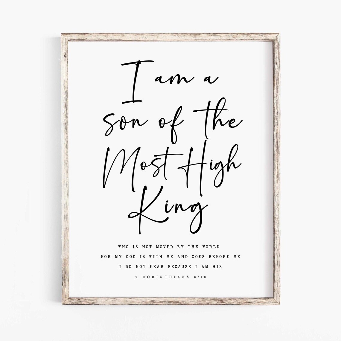Son of the Most High King Minimalist Black Script Bible Poster
