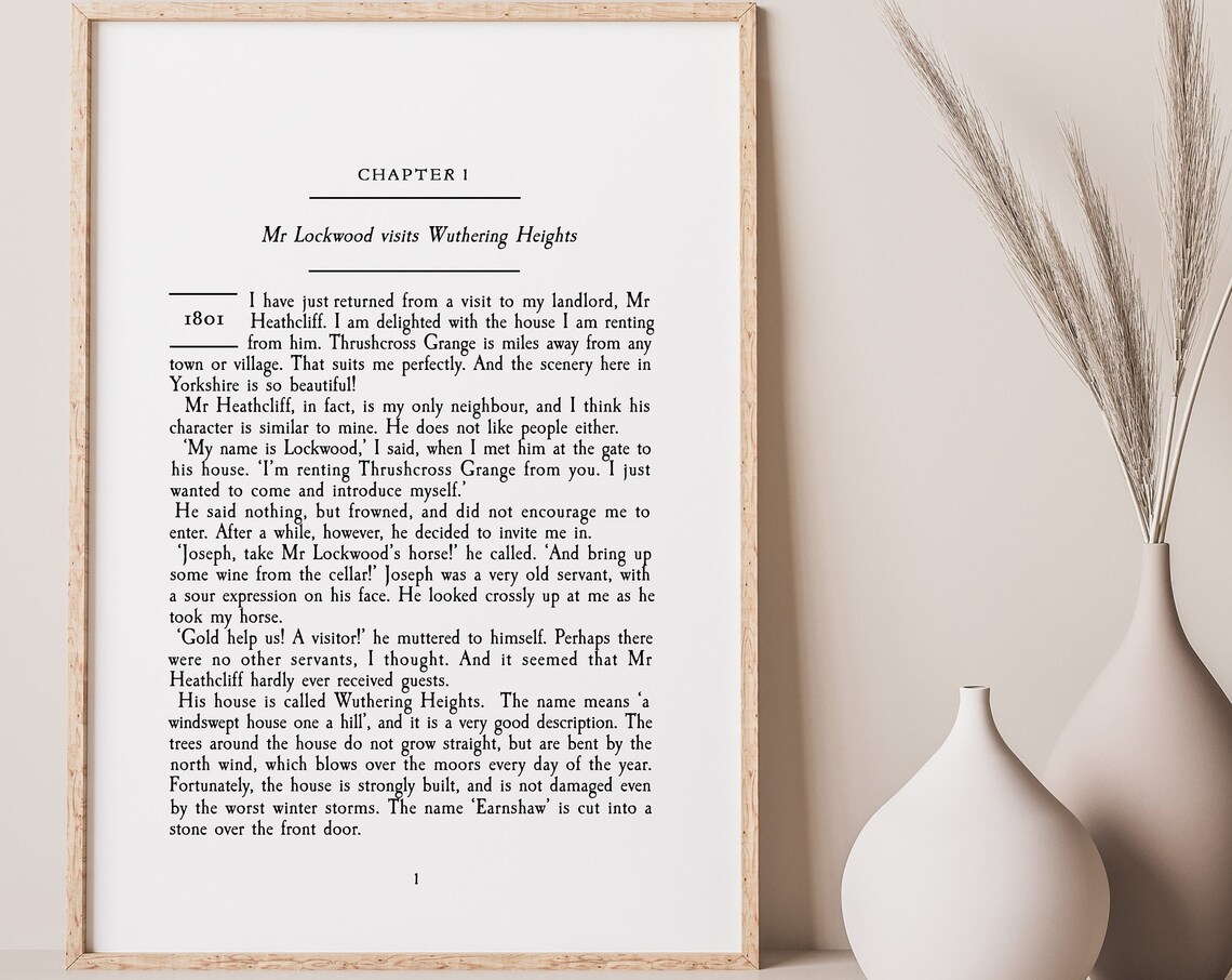 Wuthering Heights Literary Art Print, Book Lover Gift