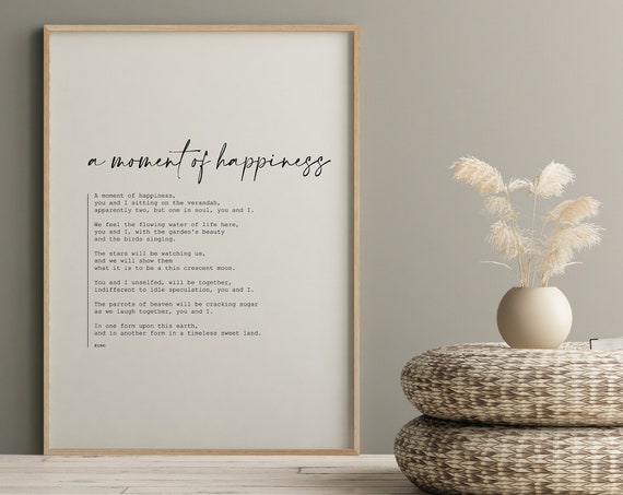 Rumi Poem A Moment Of Happiness Art Print