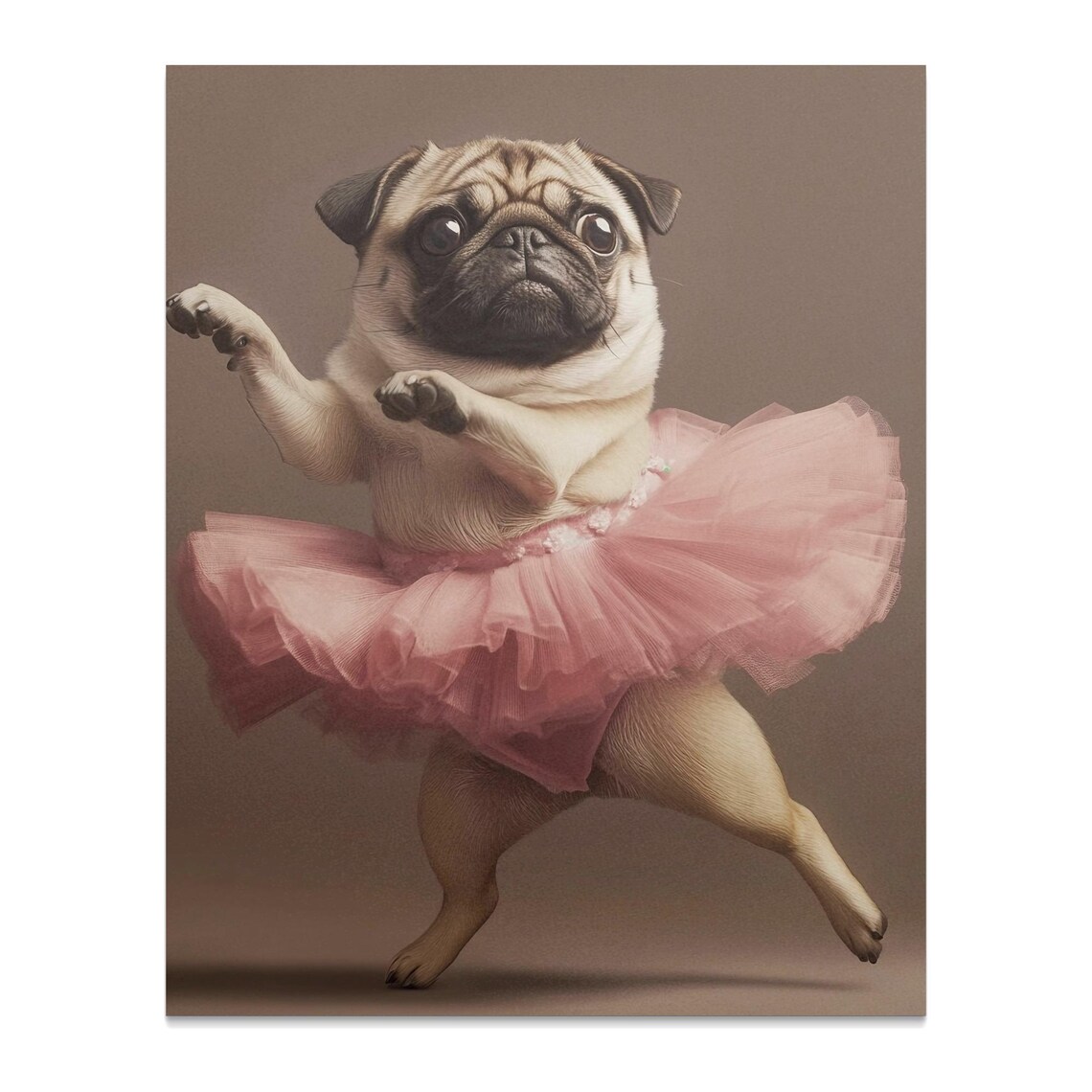 Pug in a Pink Tutu Ballet Pose Adorable Ballerina Dog Wall Art - Image 2