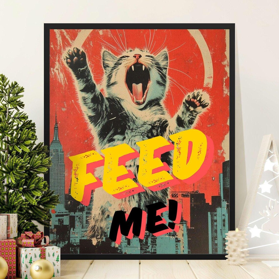 Retro Cat, Vintage Style Funny Cat Poster Print