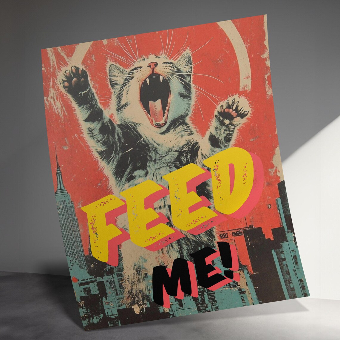 Retro Cat, Vintage Style Funny Cat Poster Print - Image 3