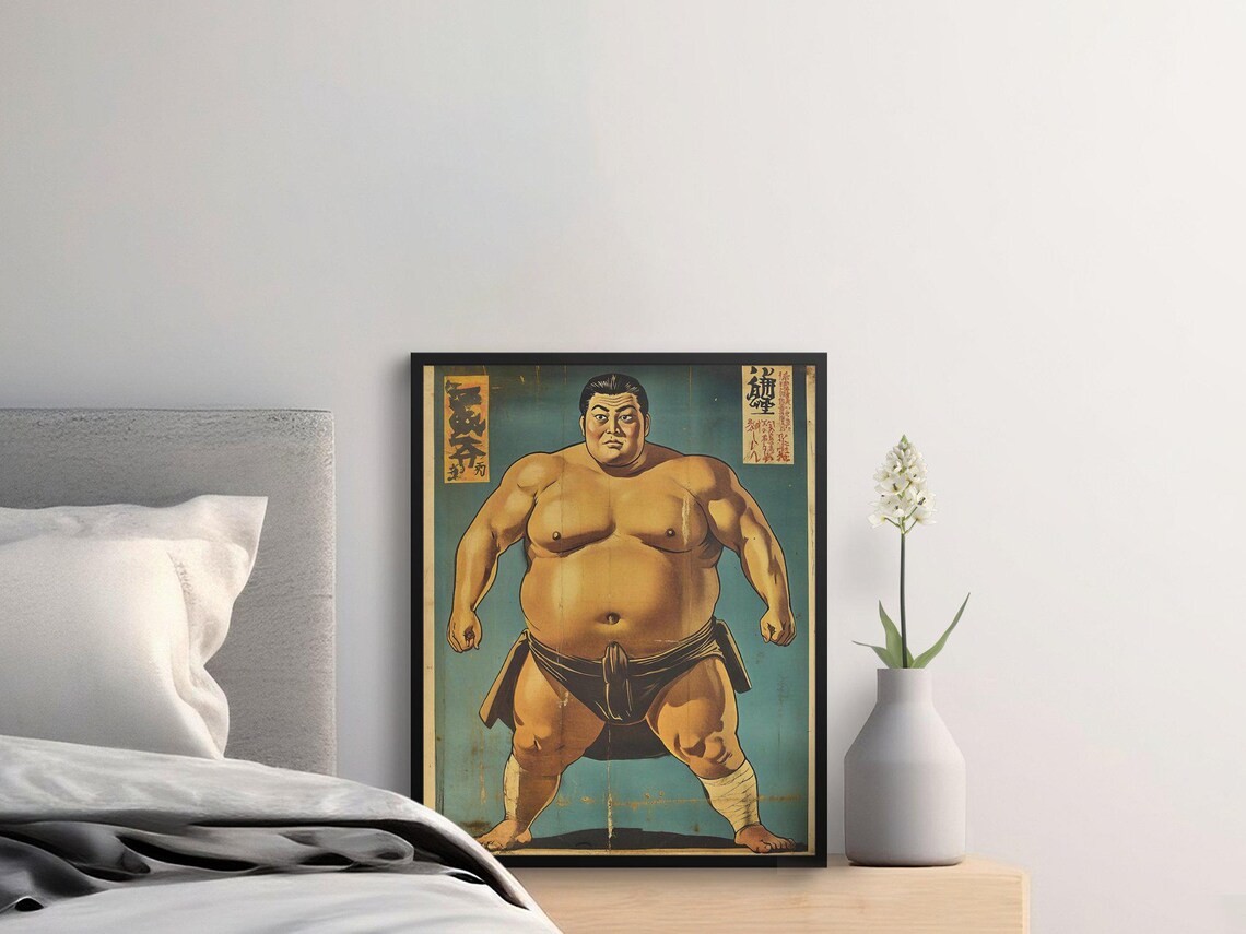 Vintage Sumo Wrestler Classic Japanese Sports Retro Wall Art Poster - Image 2