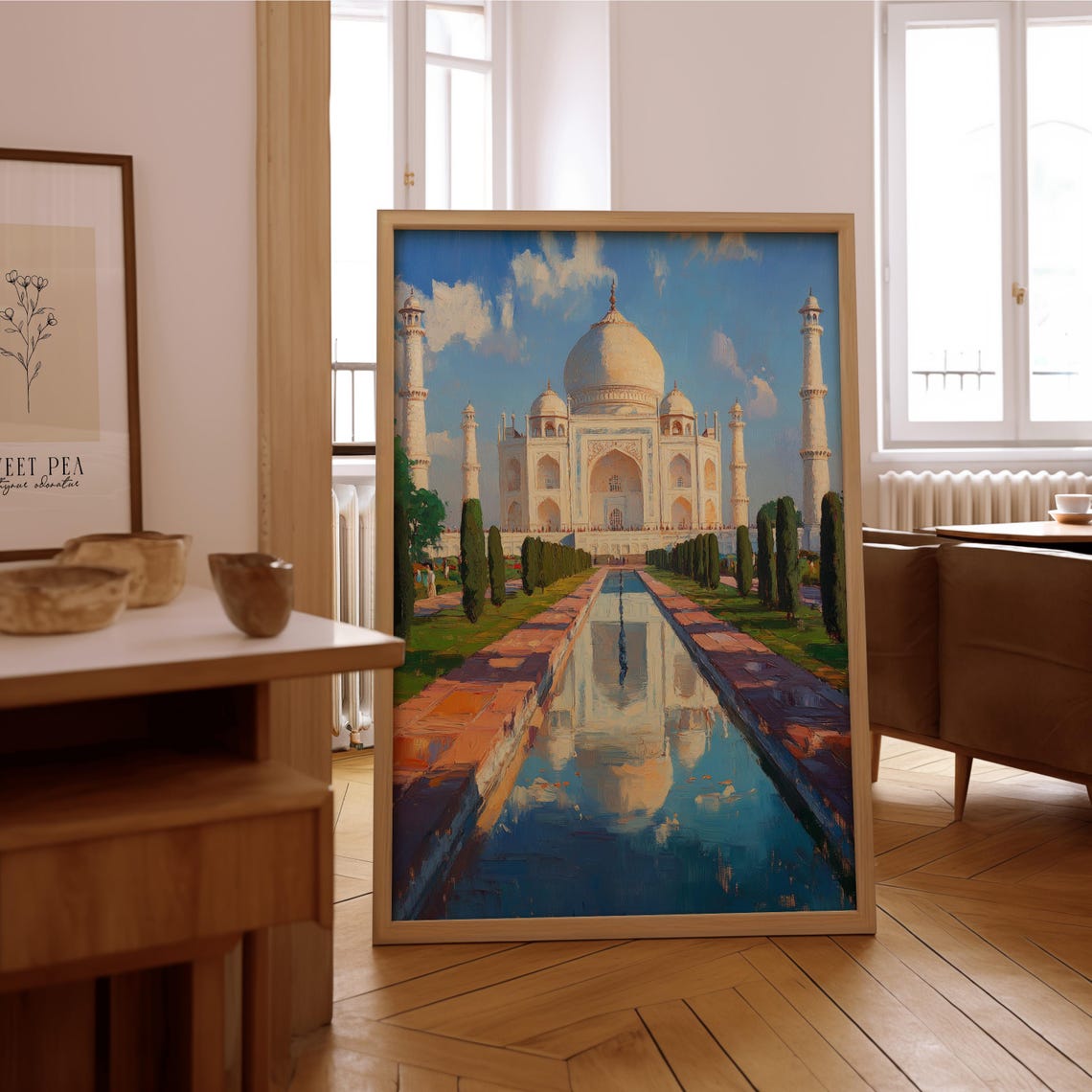 Taj Mahal India Reflecting Pool Gardens Impressionist Painting Print
