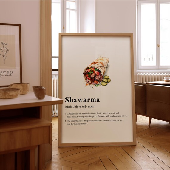Shawarma Definition Poster, Gourmet Kitchen Wall Art
