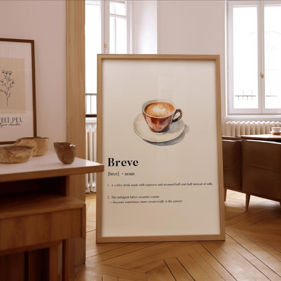 Breve Definition Print Specialty Coffee Wall Art Framed Or Unframed Poster Gift For Baristas Lovers