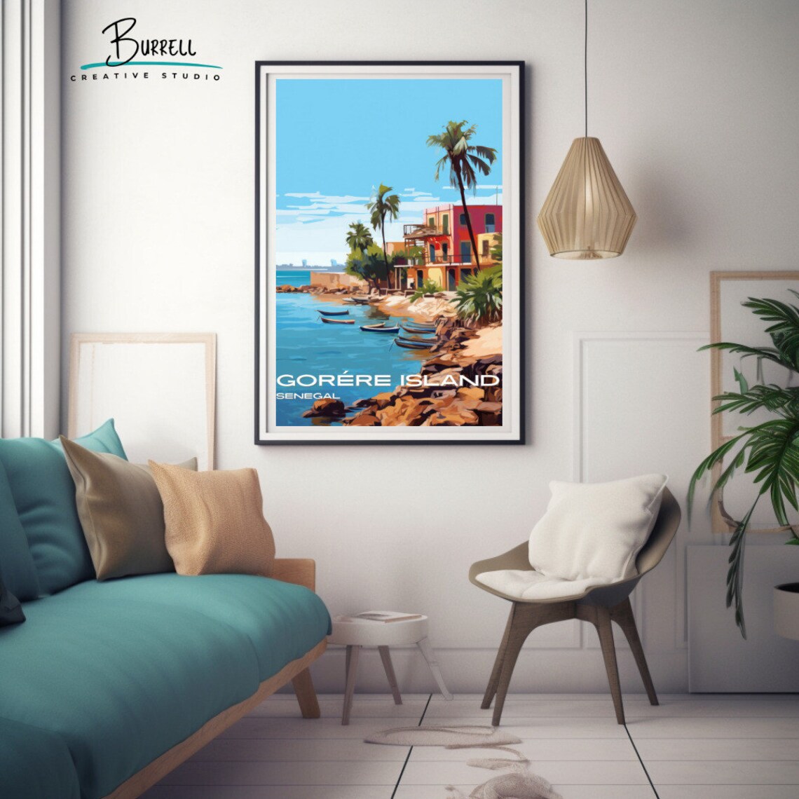 Goree Island Senegal Coastal Village Fishing Boats Scenic Poster - Image 3