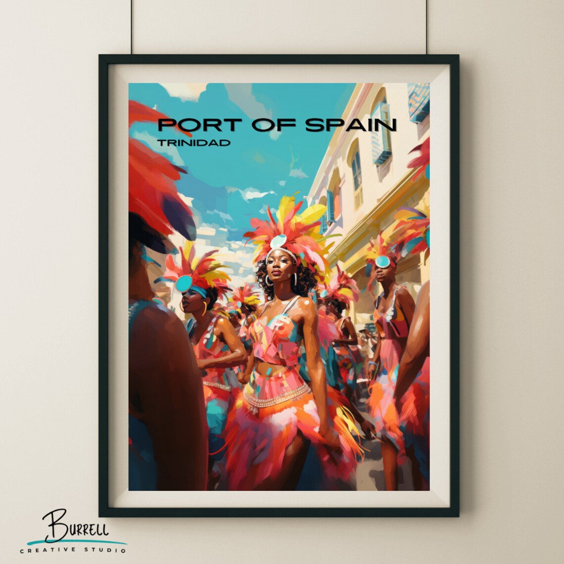 Port of Spain Trinidad Carnival Costume Dancers Street Travel Poster - Image 5