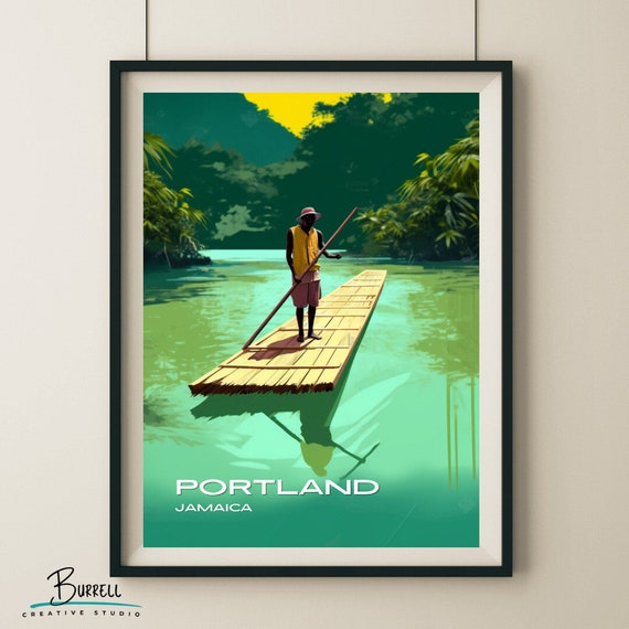 Port Antonio Jamaica Rio Grande Bamboo Rafting Travel Poster Wall Art Poster Print