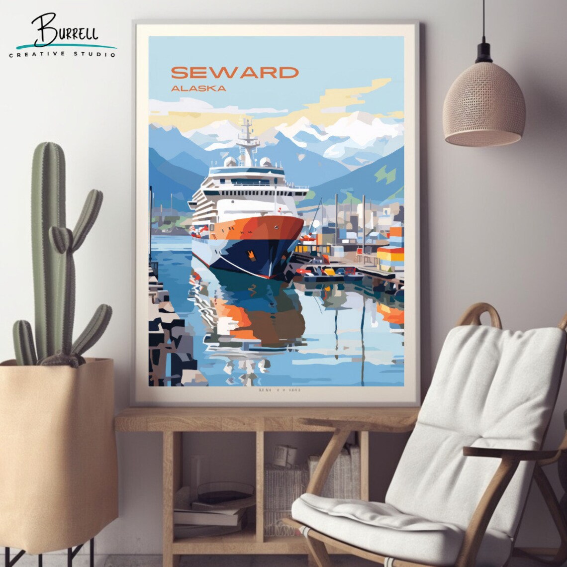 Seward Alaska Cruise Port Travel Poster - Image 2