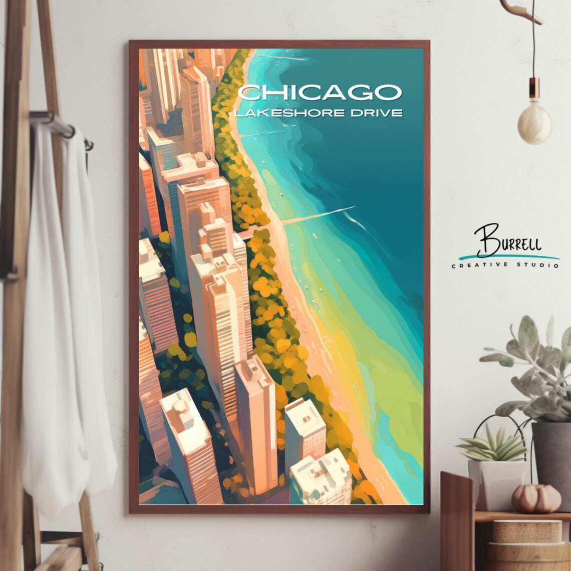 Chicago Illinois Lakeshore Drive Aerial Lake Michigan Skyline Poster - Image 4