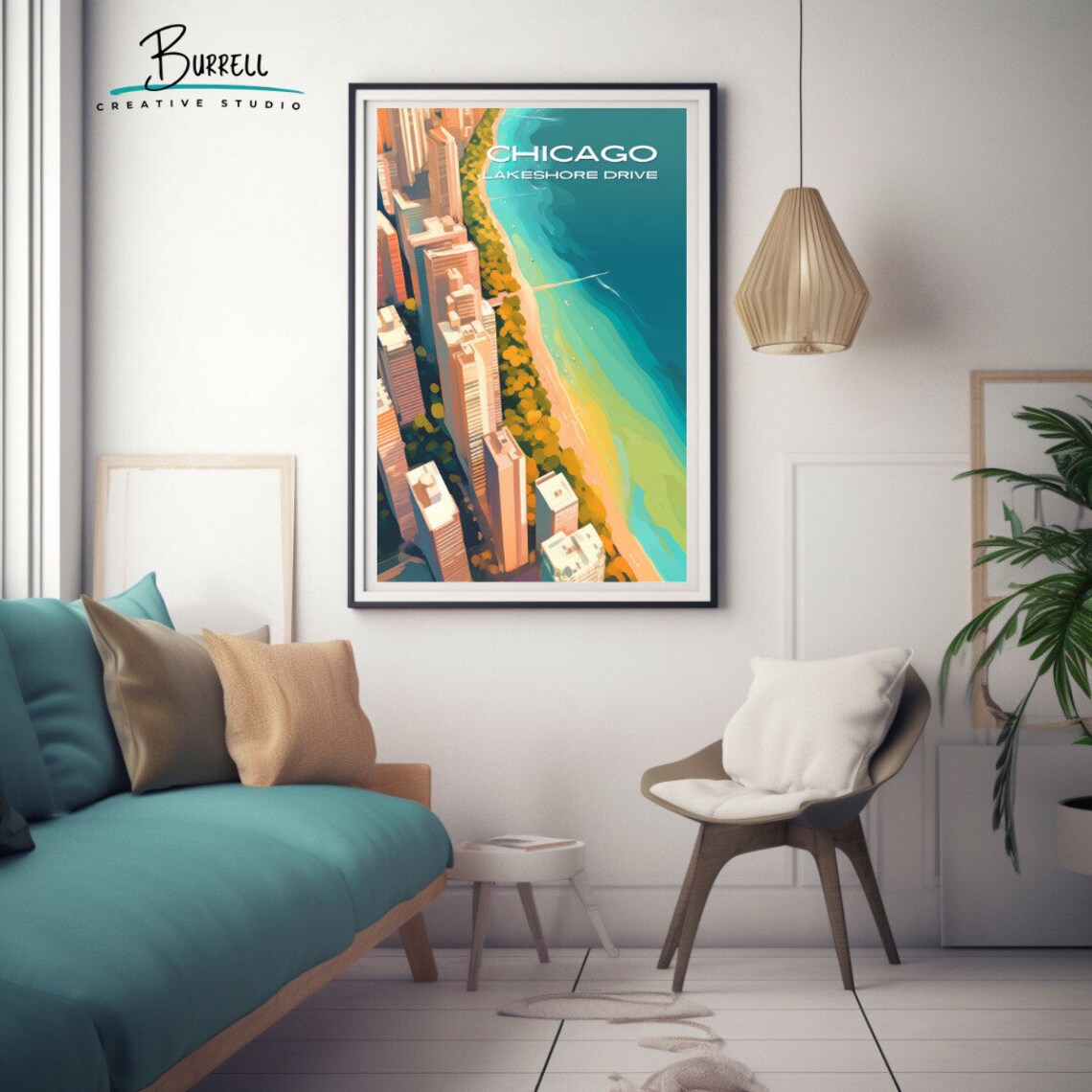 Chicago Illinois Lakeshore Drive Aerial Lake Michigan Skyline Poster - Image 3
