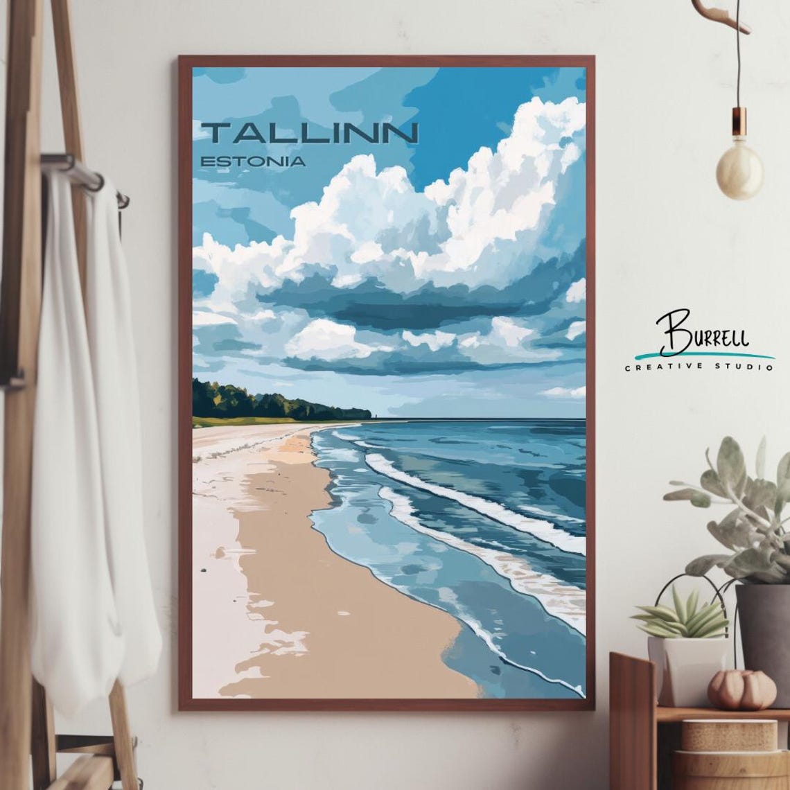 Tallinn Estonia Quiet Sandy Beach Dramatic Clouds Shore Poster - Image 4