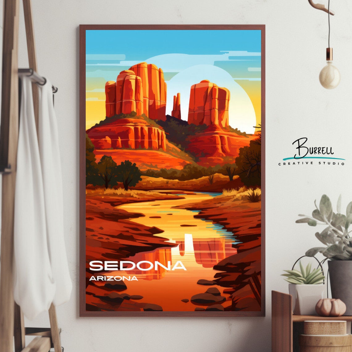 Sedona Arizona Cathedral Rock Sunset River Reflection Poster - Image 4