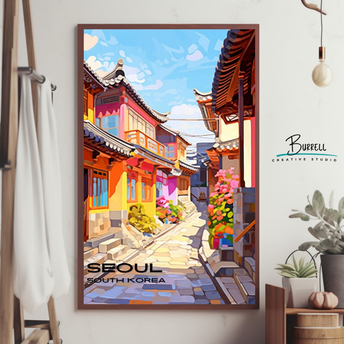 Seoul South Korea Bukchon Hanok Village Colorful Alley Poster - Image 4