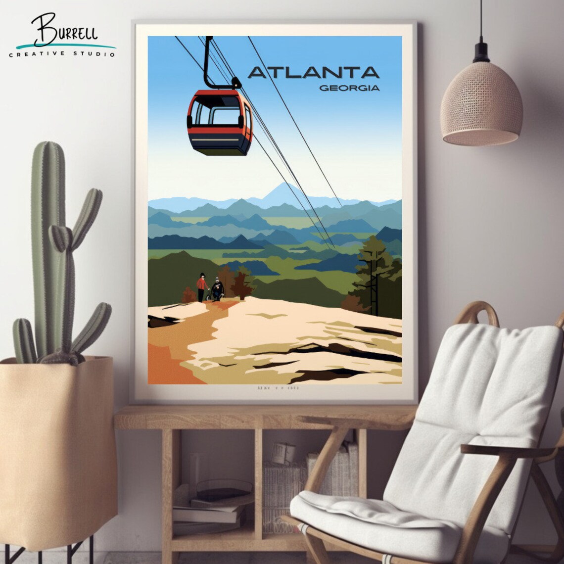 Atlanta Georgia Stone Mountain Gondola Scenic Park Travel Poster