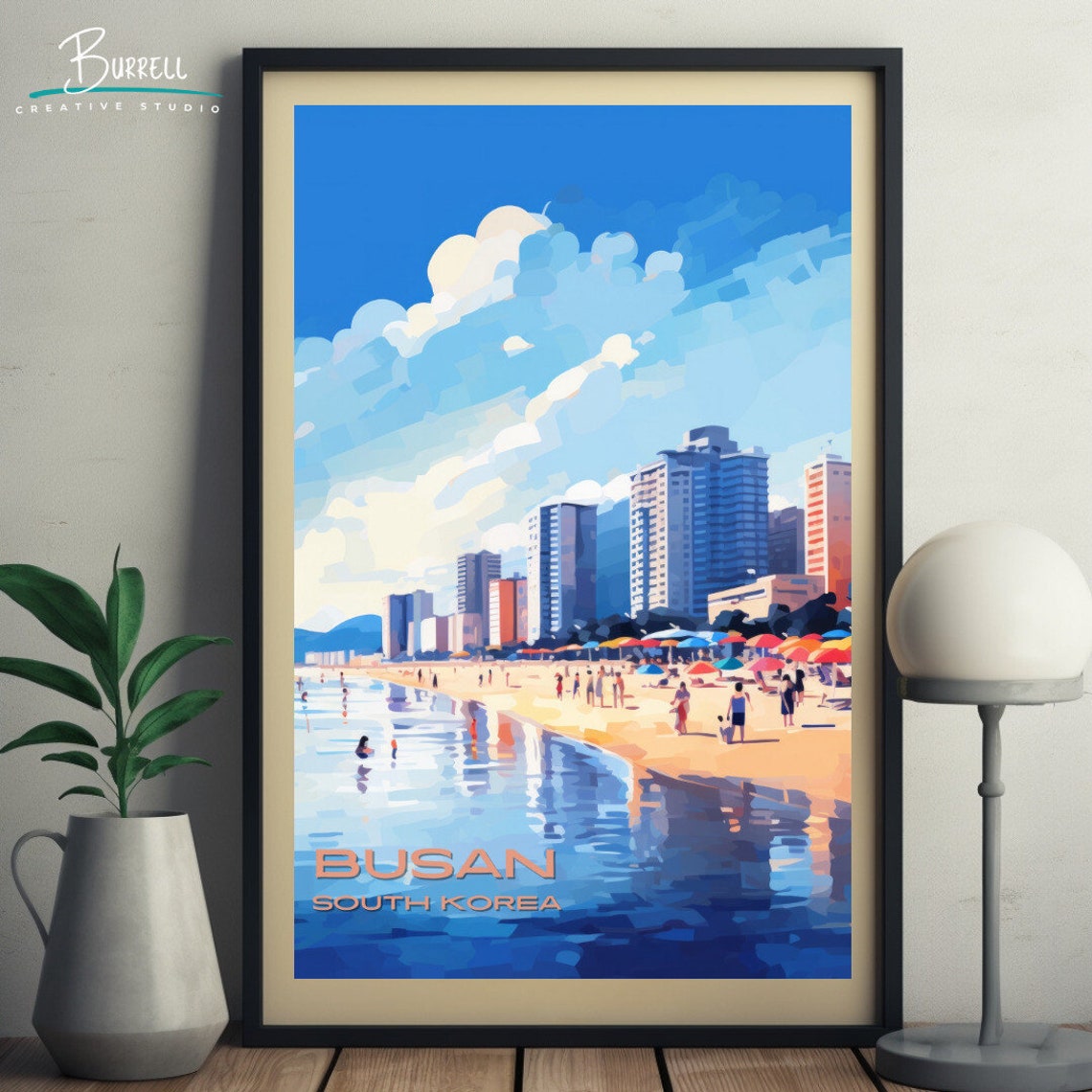 Busan South Korea Haeundae Beach Towers Crowded Sand Umbrellas Poster - Image 5