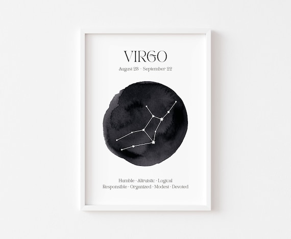Virgo Zodiac Astrology Print, Celestial Sign Poster