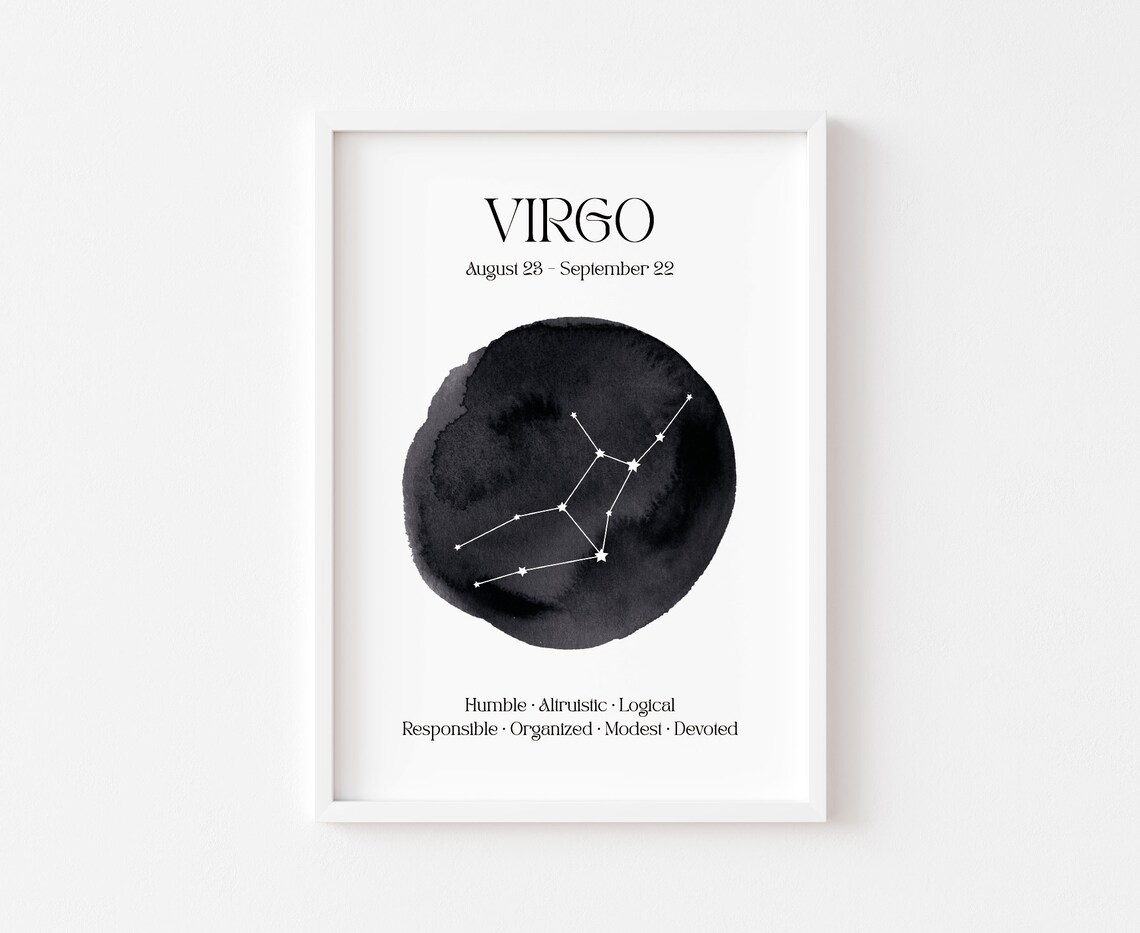 Virgo Zodiac Astrology Print, Celestial Sign Poster