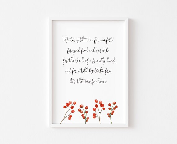 Winter Quote Print, Christmas Watercolour Wall Art