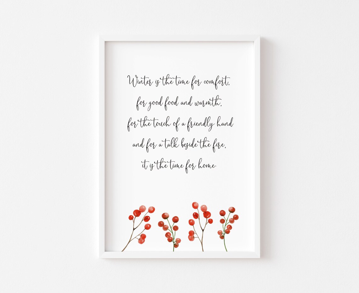 Winter Quote Print, Christmas Watercolour Wall Art
