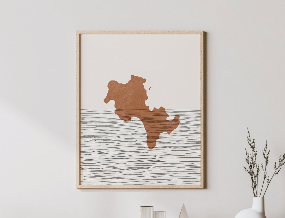 Koh Rong Island Map Silhouette Minimalist Boho Travel Poster