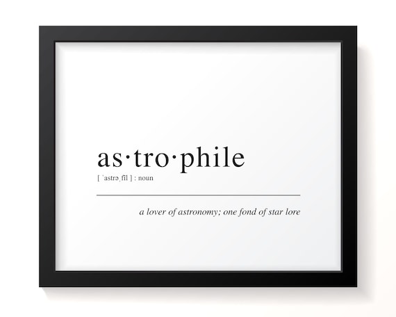 Astrophile Definition Dictionary Print for Astronomy and Star Lovers