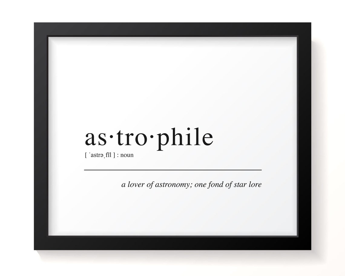 Astrophile Definition Dictionary Print for Astronomy and Star Lovers