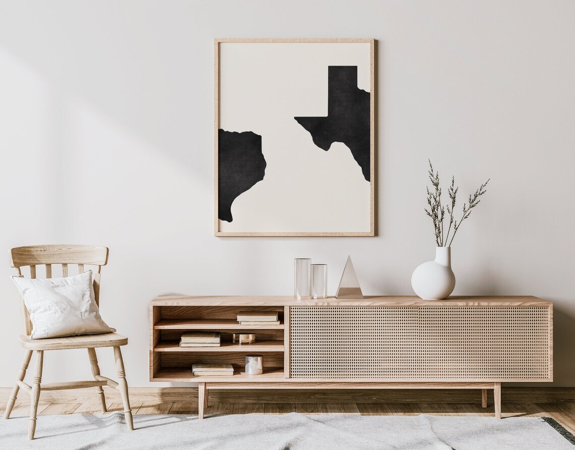 Texas Abstract Wall Art, Minimalist State Design