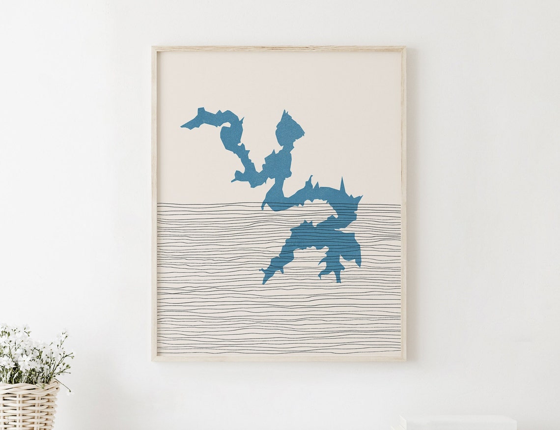 Lake Amon G Carter Minimalist Boho Lake Silhouette Map Art Print