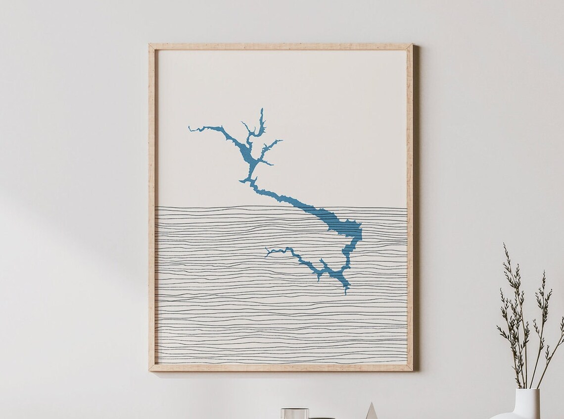 Lake Sonoma Boho Art Print, Lakehouse Decor