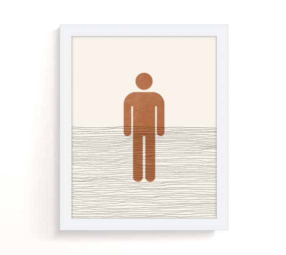 Boho Mens Room Art Wall Decor Minimalist Male Bathroom Poster Restroom Sign Print