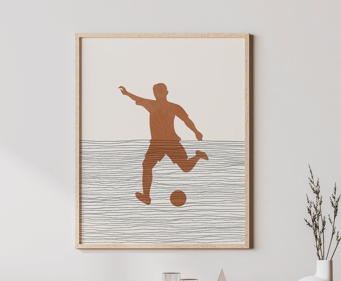 Boho Soccer Player Minimalist Art Print