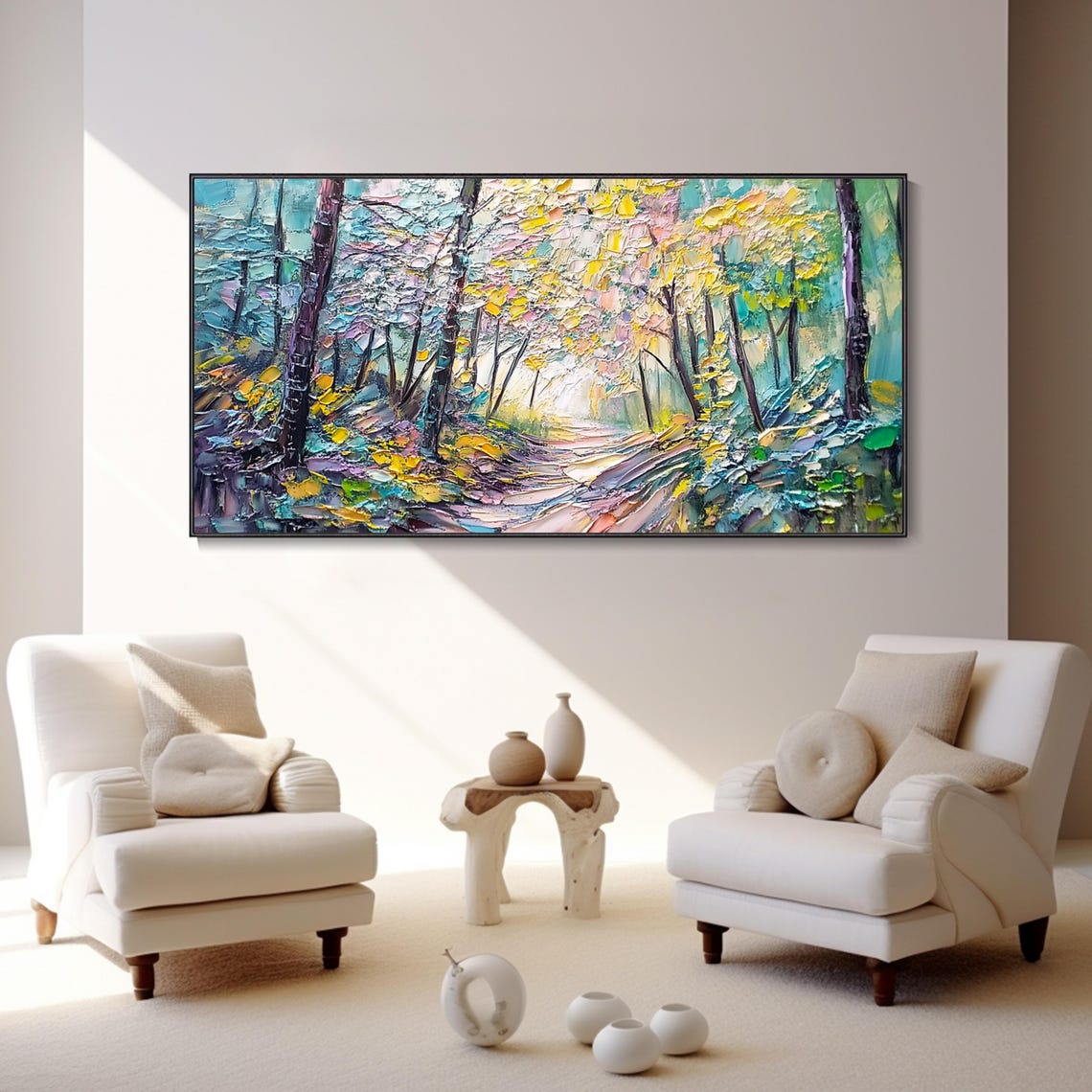 Enchanted Autumn Forest Path 3D Textured Landscape Art Poster - Image 3