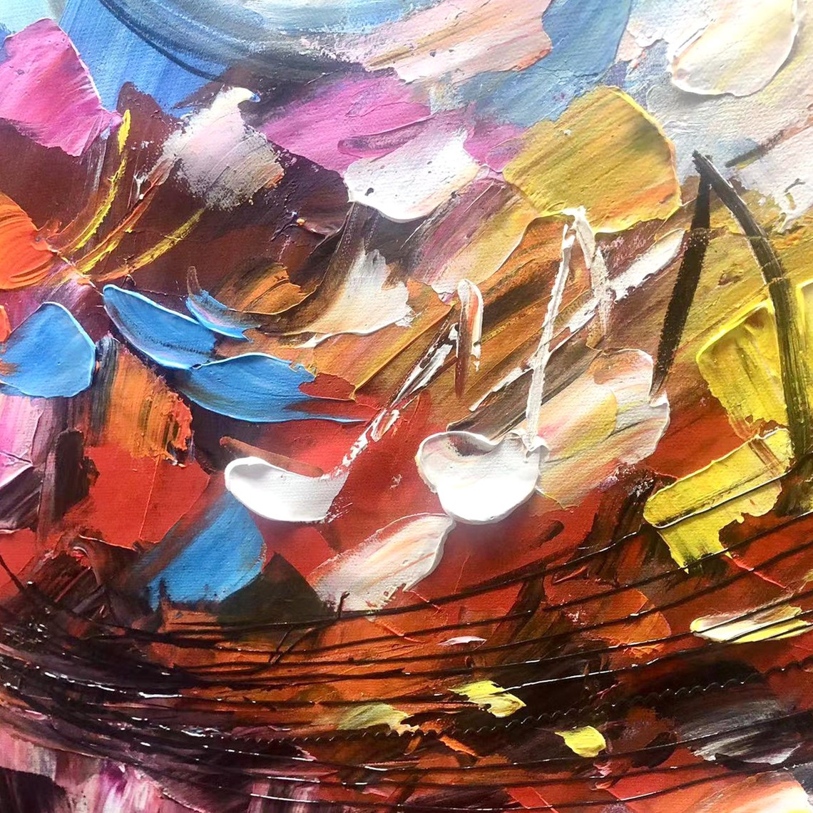 Colorful Musical Notes Abstract Staff Vibrant Oil Painting Poster - Image 2