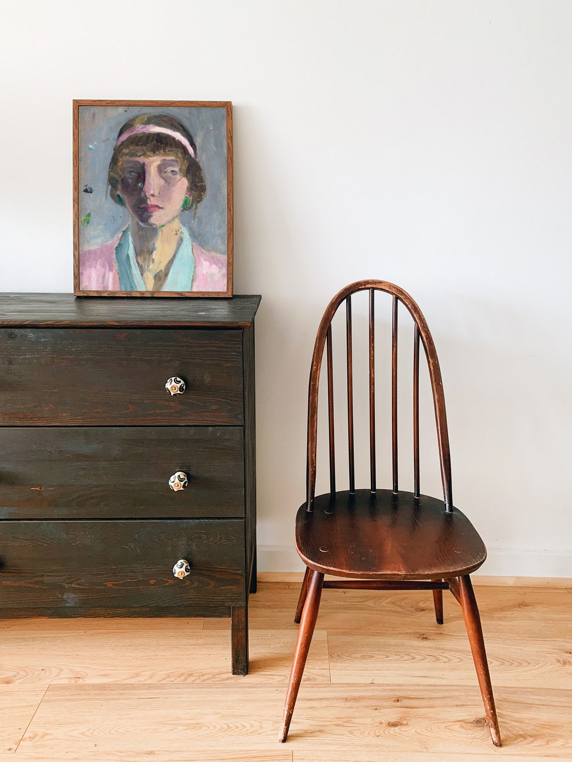Vintage Woman Portrait Art Print, Minimalist Abstract Style - Image 2