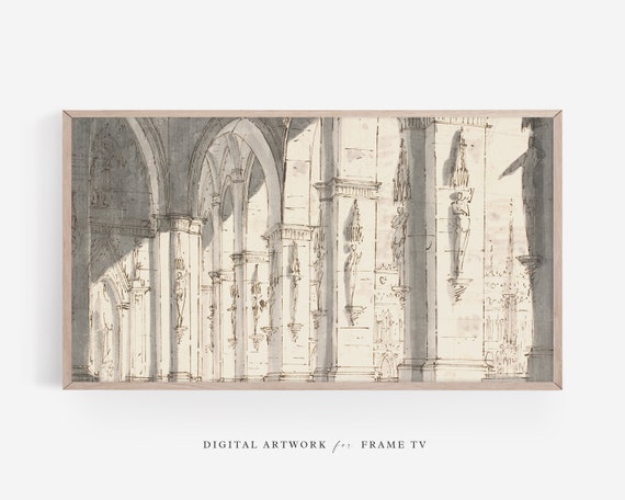 Architecture Sketch Art Frame Tv Art Vintage Art Sketch Drawing Vintage Line Art For Tv Decor