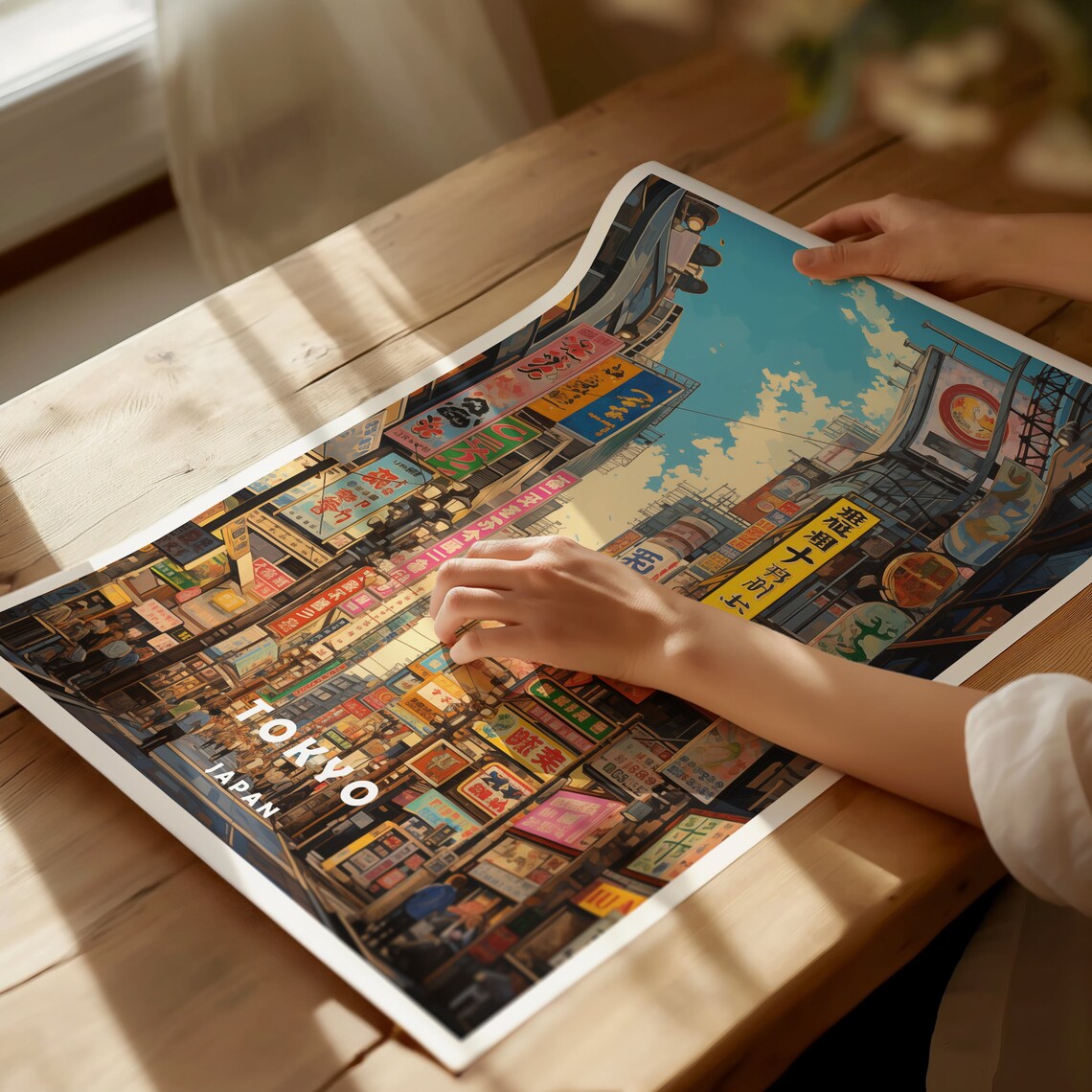 Tokyo Japan Neon Street Signs Busy Night Crowds Travel Poster - Image 2