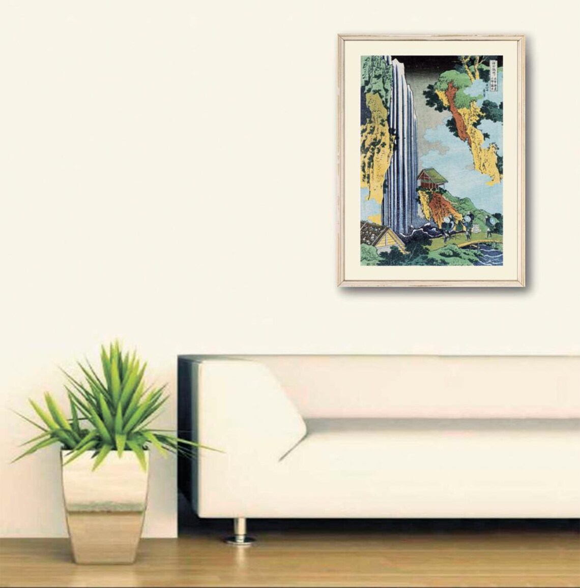 Hokusai Ono Waterfall at Kisokaido Japanese Woodblock Art Poster - Image 3