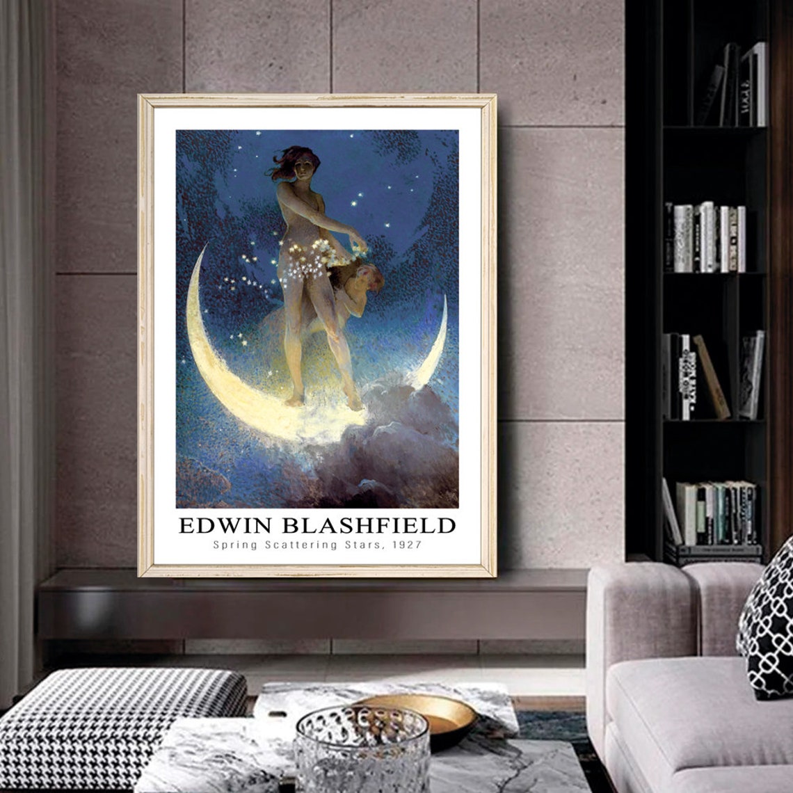 Edwin Blashfield Spring Scattering Stars 1927 Moon Night Poster - Image 2