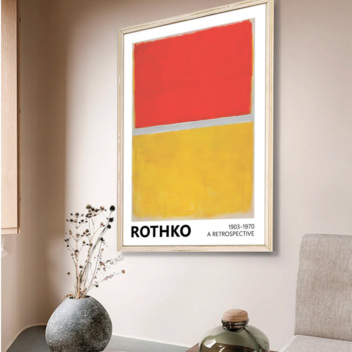Mark Rothko Red and Yellow Bold Color Block Retrospective Poster - Image 2