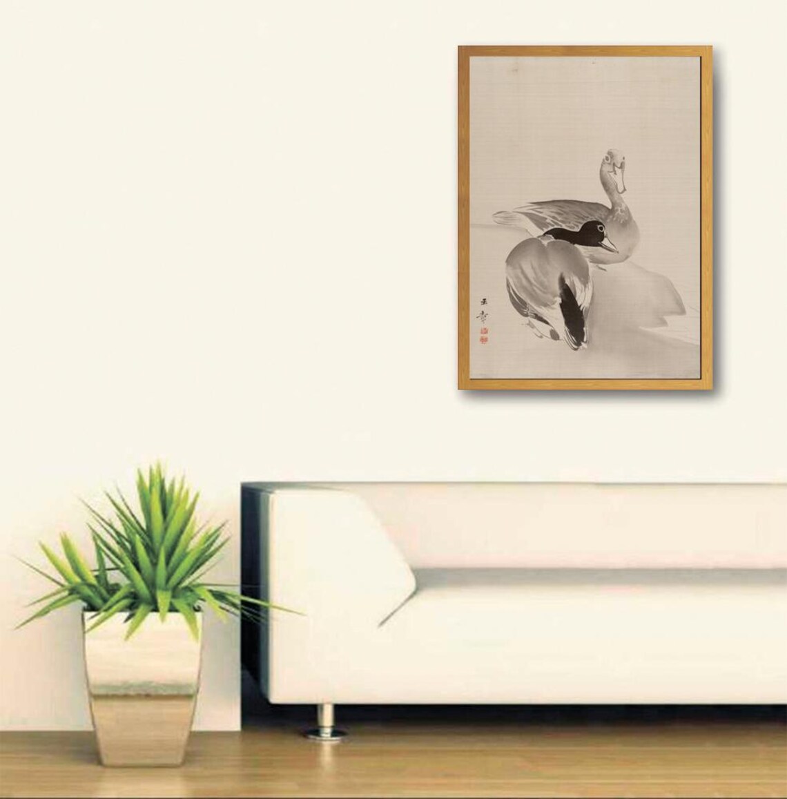 Kawabata Gyokusho Two Ducks Japanese Ink Wash Painting Art Poster - Image 3