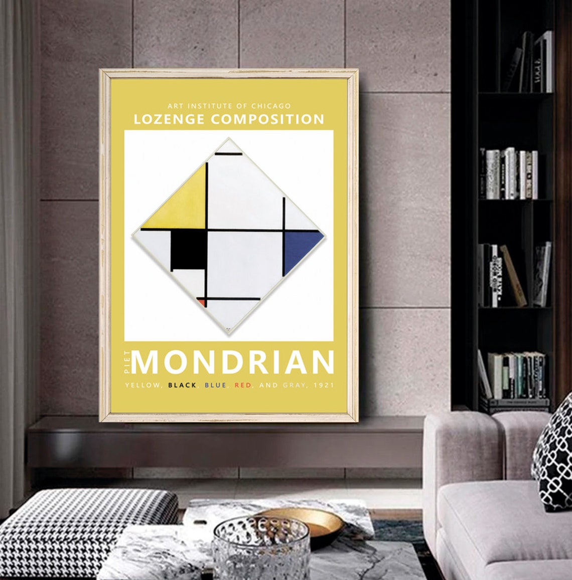 Piet Mondrian Lozenge Composition 1921 Geometric Primary Colors Poster - Image 2