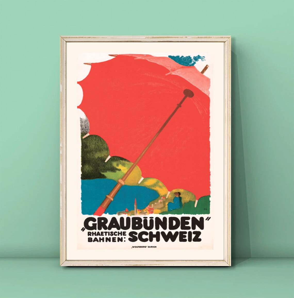 Augusto Giacometti Graubunden Rhaetische Bahnen Schweiz Travel Poster